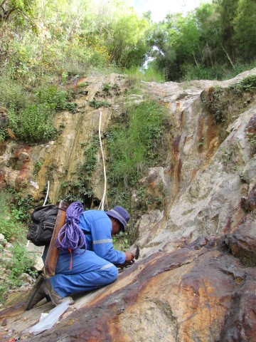 Chip sampling of a skarn in Mexico